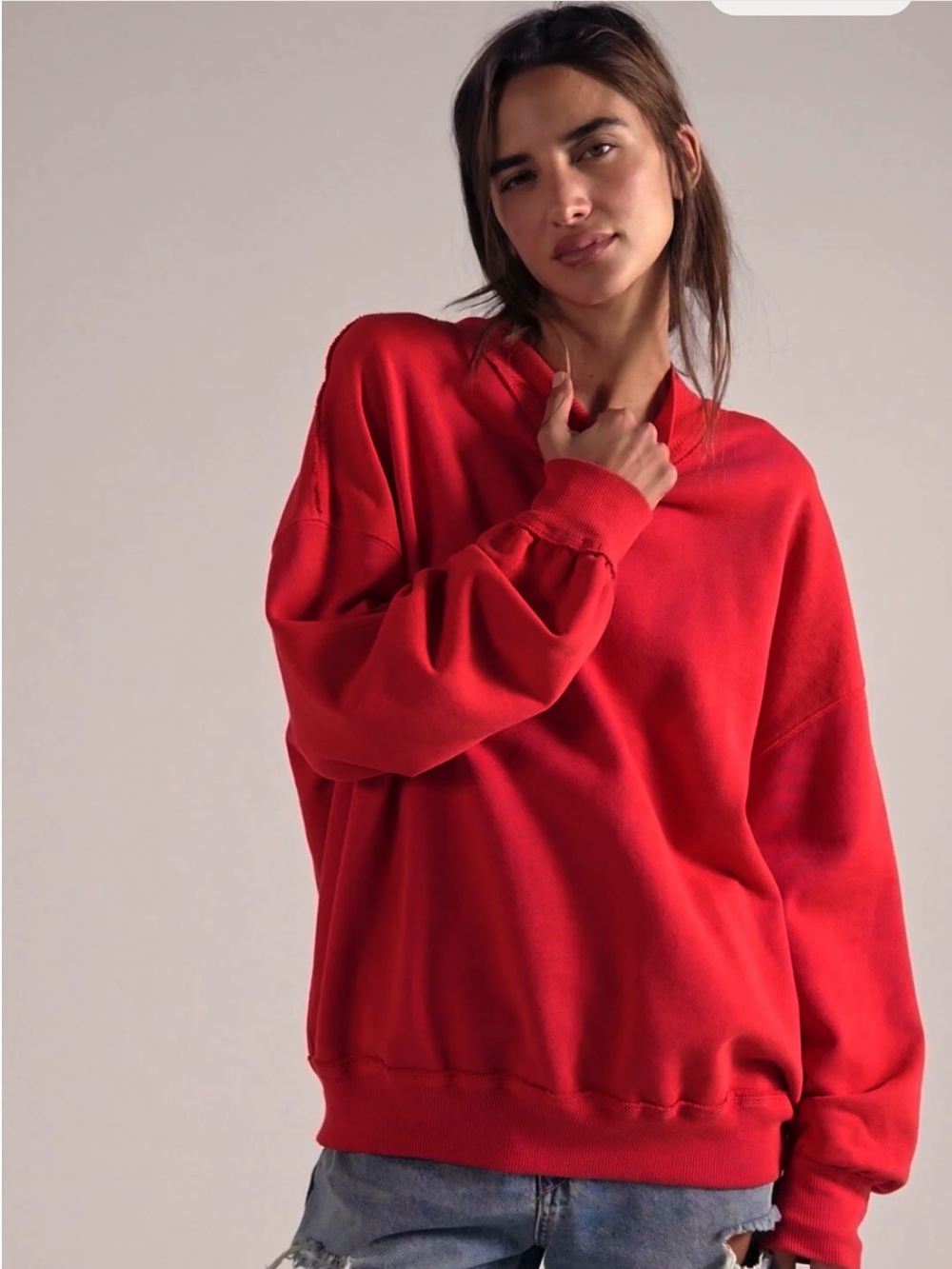 We the Free Palm Springs Pullover Red Women’s Medium Oversized Mockneck Sweater